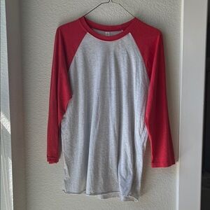 Next Level Apparel Red and Gray Long Sleeve Tee